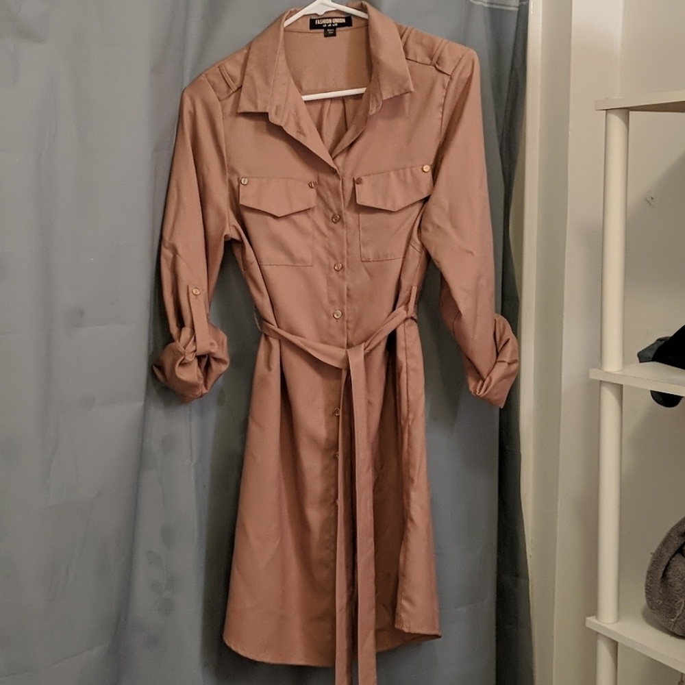 Button down dress with belt